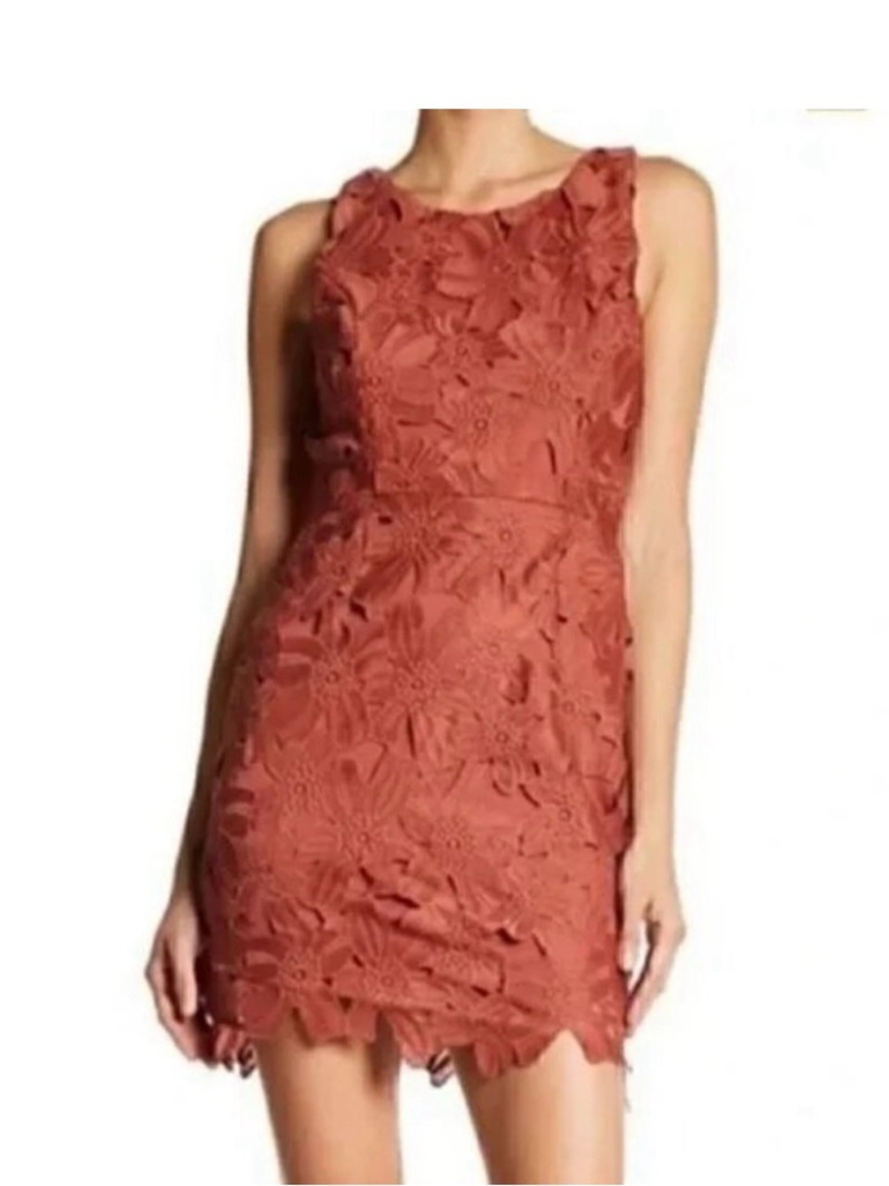 Astr The Label Floral Lace Sleeveless Sheath Dress Pink Woodrose
